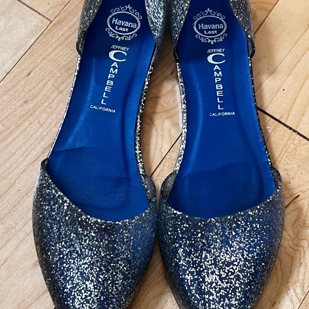 Jeffrey Campbell Glitter Flats - Blue and Silver